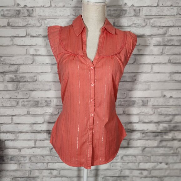 Sonoma Peach Orange Retro Pin Up Blouse - Picture 1 of 9
